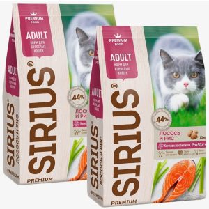 Сухой полнорационный корм для взрослых кошек. Лосось и рис ТМ «SIRIUS”  10 г, (Сириус)