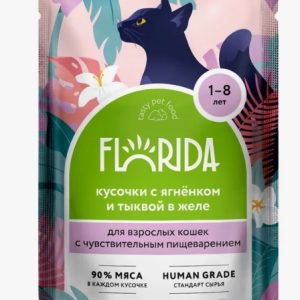 Паучи для взрослых кош с чувствительным пищеварением: кусочки с ягненком и тыквой в желе 0,085 кг