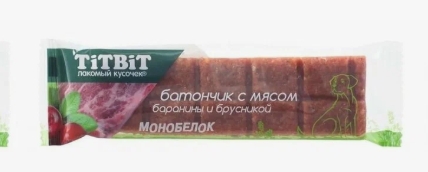 Titbit лакомство Батончик с бараниной и брусникой д/собак 40г