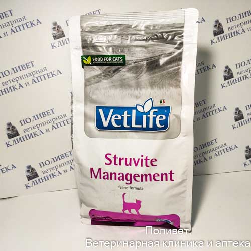Фармина Vet Life Management Struvite Корм д/кошек д/снижения рецидивов МКБ (струвиты) 2кг (2516)