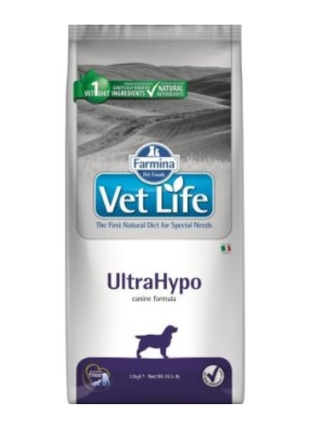 Фармина Vet Life ULTRAHYPO Корм для собак ультрагипоаллергенный 12кг с гидролизатом белка рыбы и рис