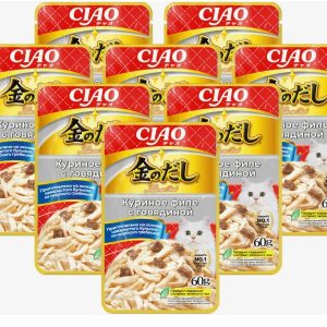 INABA Kinnodashi корм влажн для кошек куриное филе с говядиной, пауч 60г Инаба RU210