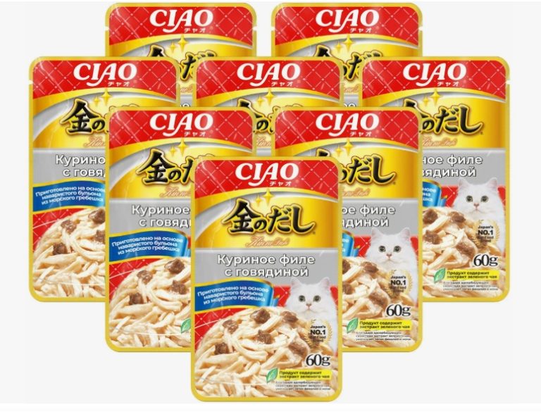 INABA Kinnodashi корм влажн для кошек куриное филе с говядиной, пауч 60г Инаба RU210