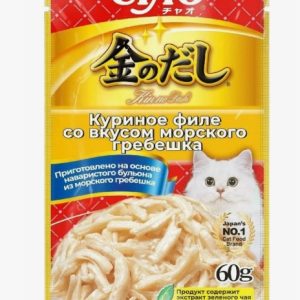 INABA Kinnodashi корм влажн для кошек куриное филе со вкусом морского гребешка, пауч 60г Инаба RU207