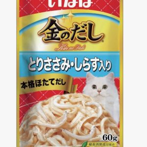 INABA Kinnodashi корм влажн для кошек куриное филе с мальками ширасу, пауч 60г Инаба RU209