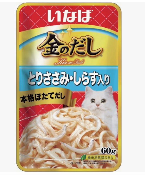 INABA Kinnodashi корм влажн для кошек куриное филе с кацуобуси, пауч 60г Инаба RU208