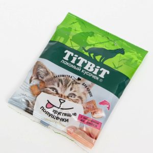 Хрустящие подушечки для кошек с паштетом из лосося 30 г