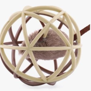 Игрушка  д/кошек интерактивная Шар плетеный d=11см с Мышкой-пищалкой, микс