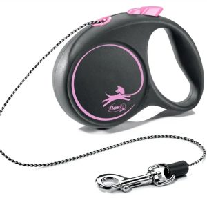 Поводок-рулетка Flexi Black Design cord XS 3m 8 kg pink