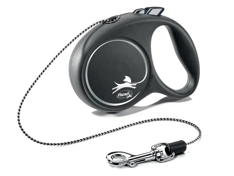 Поводок-рулетка Flexi Black Design cord XS 3m 8 kg silver