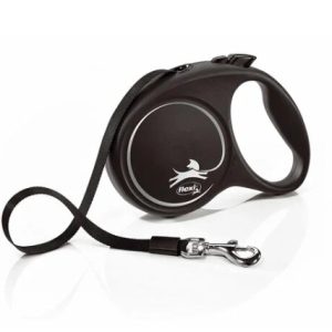 Поводок-рулетка Flexi Black Design tape M 5m 25 kg silver
