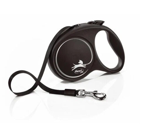Поводок-рулетка Flexi Black Design tape M 5m 25 kg silver
