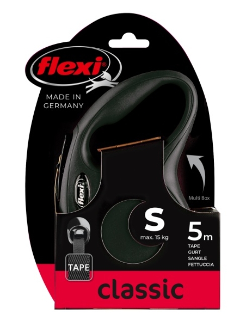 Поводок-рулетка Flexi New Classic tape S 5m 15 kg black