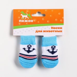 Носки нескользящие "Моряк", размер L (3,5/5 * 8 см), набор 4 шт, голубые 1191683