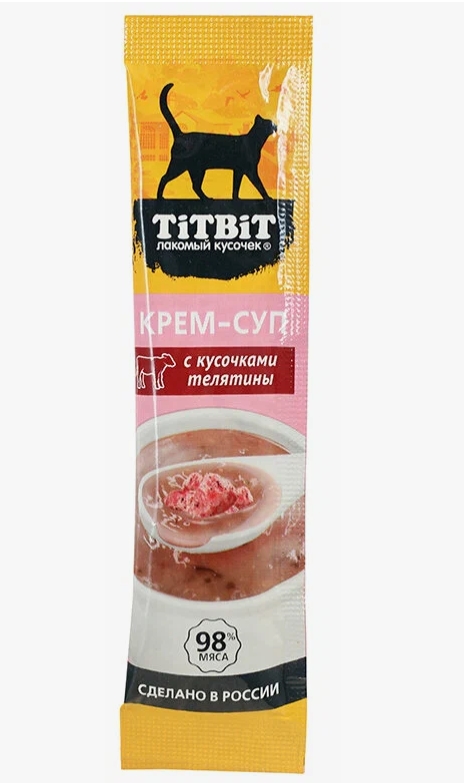 Титбит крем-суп с кусочками телятины д/кошек 10г х 2 упак.
