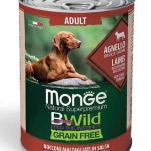 Monge Dog GRAIN FREE для взрослых собак, беззерновой, из ягненка с тыквой и кабачками,консервы 400г