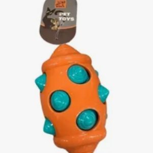 Игрушка-пищалка  д/собак Мяч-регби 16х9х8 195г с шипами, микс