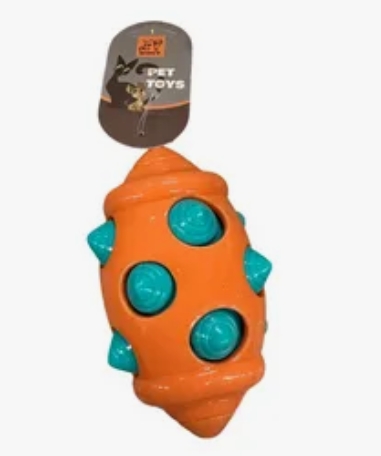 Игрушка-пищалка  д/собак Мяч-регби 16х9х8 195г с шипами, микс