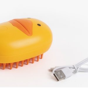 Щетка  д/вычесывания животных Уточка 10.5х7х5.5см с паром,(Micro USB), в инд цветной упаковке