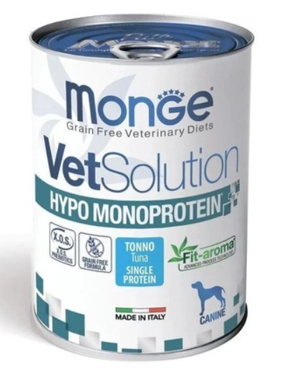 Monge VetSolution Dog Гипо монопротеин с тунцом для собак для сниж реакции пищ непереносимости 400г