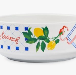 Миска Mr.Kranch для собак и кошек из фарфора Лимоны 350мл белая
