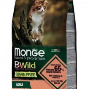 Сухой корм Monge Cat BWild GRAIN FREE для кошек, из лосося, беззерновой, 1,5кг