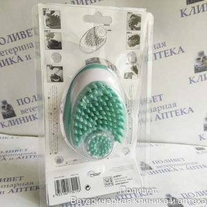 Щетка для мытья животных с дозатором для мыла Рубиз, зеленая, 11,5х7,5см Mpets