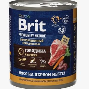 Brit Premium by Nature консервы д/взрослых собак всех пород Говядина/Печень 850г