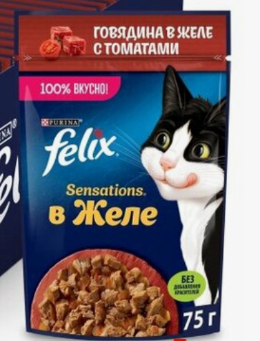 Феликс Sensations корм Говядина в желе с томатами 75г 12512745