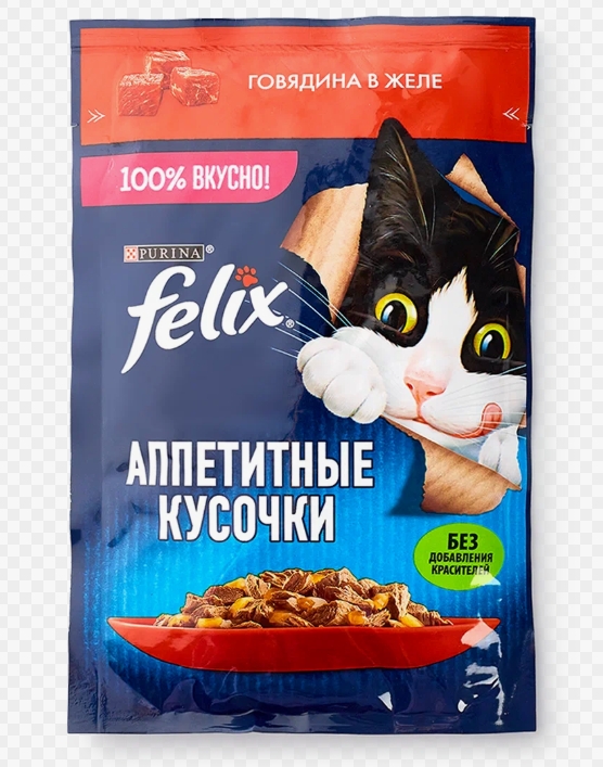 Феликс корм аппетитные кусочки Говядина в желе 75г 12512741