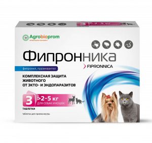 Фипронника таб. д/приема внутрь д/собак и кошек массой 2-5кг №3