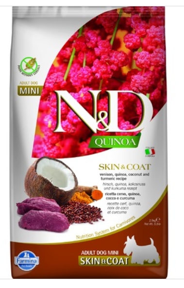 Фармина НД ДОГ QUINOA SKIN&COAT VENISON Adult Mini Корм д/взр. собак мелких пород (кожа и шерсть) 2,