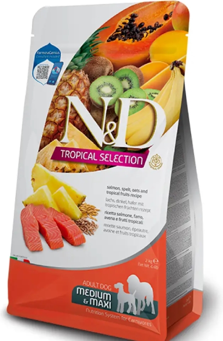 Фармина НД ДОГ Tropical Selection Корм д/взр. собак средн. и крупн. пород 10кг Лосось и тропич. фрук