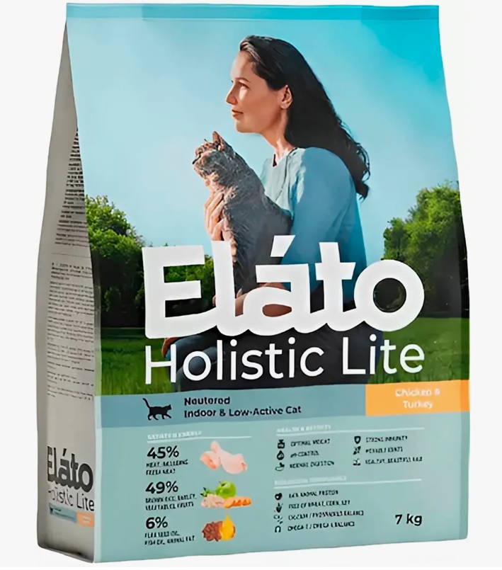 Elato Holistic Lite корм д/кастрир. котов и стерилиз. или малоактивных кошек 0,3кг Ягненок и Индейка