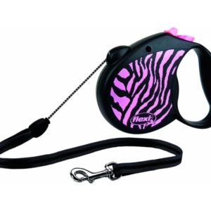 Поводок-рулетка Flexi Safari cord M 5m 20 kg pink Zebra