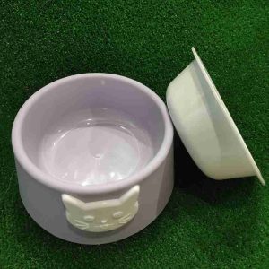Миска для кошек 2 в 1 "Киса" пластиковая, 14 х 8 см, фиолетовая   10712603