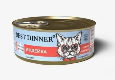 Бест Диннер Vet Profi Gastrointestinal паштет с индейкой для кошек 100 гр, 7465