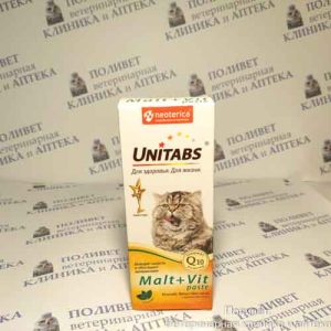 Юнитабс Мальт+Вит паста c таурином Q10 д/кошек 120мл
