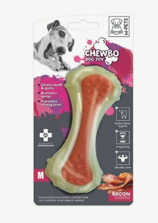 Игрушка для собак CHEWBO Кость M, вкус бекона, нейлон 13см MPets 10634516