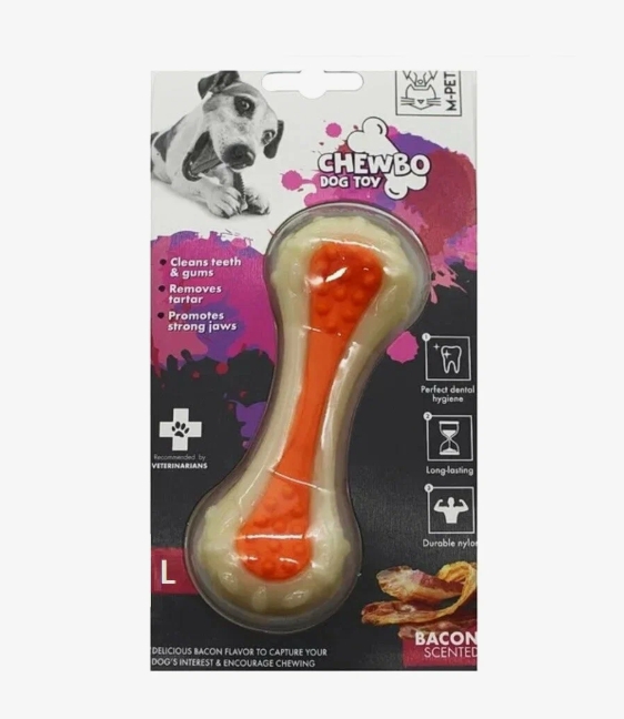 Игрушка для собак CHEWBO Кость S, вкус бекона, нейлон, 10,4 см, MPets  10634416