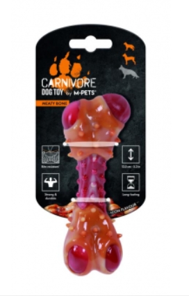 Игрушка для собак Карнивор кость, вкус бекона, красная 14.5 x 5.1 x 5 см MPets 10661699
