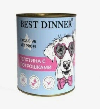 Бест Диннер Vet Profi Gastro Intestinal консервы для собак "Телятина с потрошками", 0,34 кг 7650
