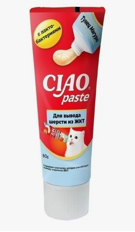 INABA Paste паста для кошек для вывода шерсти из ЖКТ Тунец Магуро 80г Инаба RU1401