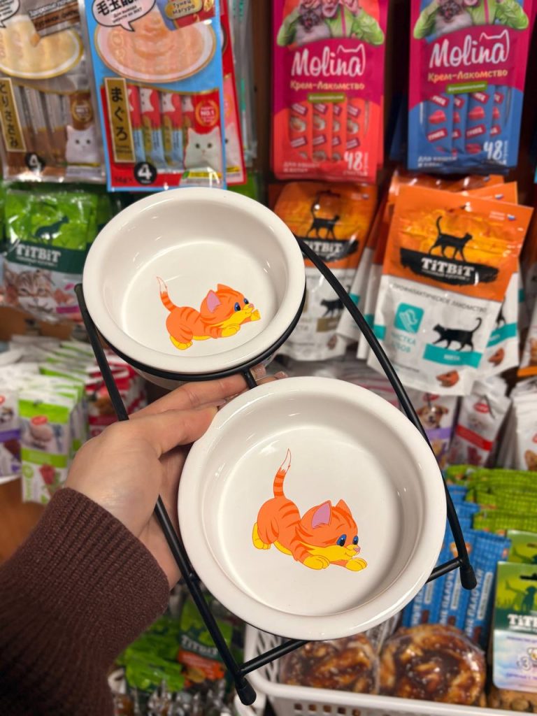 Подставка с керамическими мисками "Рыжие котята" (2х0,27 л.)