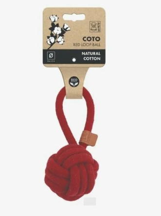 Игрушка для собак COTO мяч-петля красный 8см (хлопок) Mpets 10662305