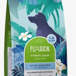 Сухой корм для щенков средних пород с ягненком и грушей, Medium Puppy Lamb, 1кг (FLORIDA, Флорида)