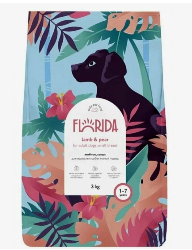 Сухой корм для щенков малых пород с ягненком и грушей,  Small Puppy Lamb, 3кг (FLORIDA, Флорида)