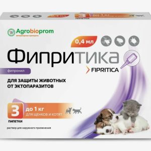 Фипритика р-р д/наружн. прим. д/котят и щенков до 1кг пип. 0,4мл №3