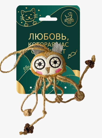 BONITAPET Игрушка для кошек "Сова на веревочке" 23,5х6,5см BP02012