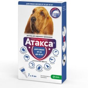 Атакса репеллент д/нар прим д/собак 25-40кг 4мл N1 (имидаклоприд, перметрин)